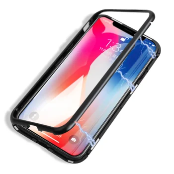 

Phone accessories 360 degree magnetic phone case with tempered glass metal mobile phone cover for iphone X/Xs/Xs max/Xr