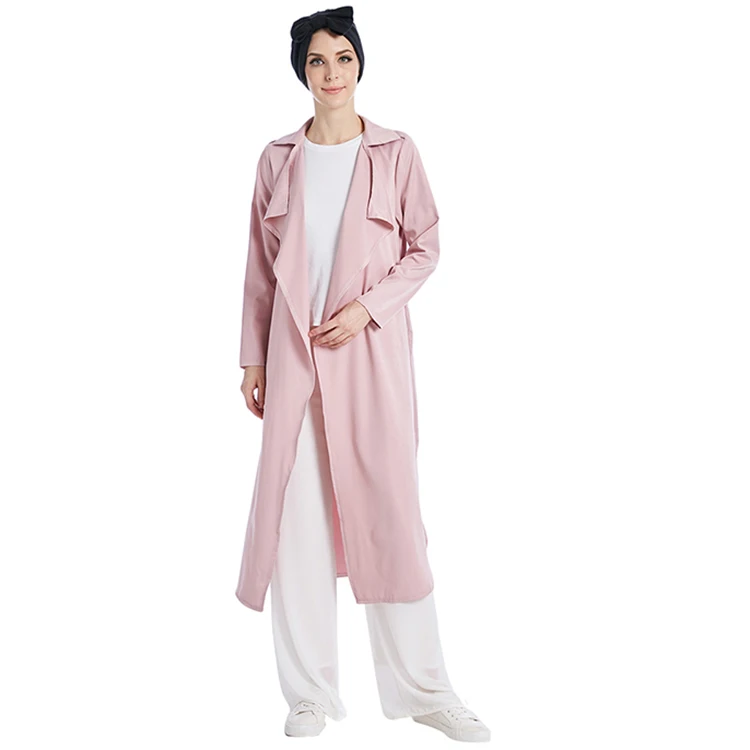 

Latest design muslim Front Open Abaya Clothing polyester, Pink