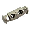 Manufacturer silver brand logo custom metal 2 hole draw spring toggl cord end stopper lock for garments