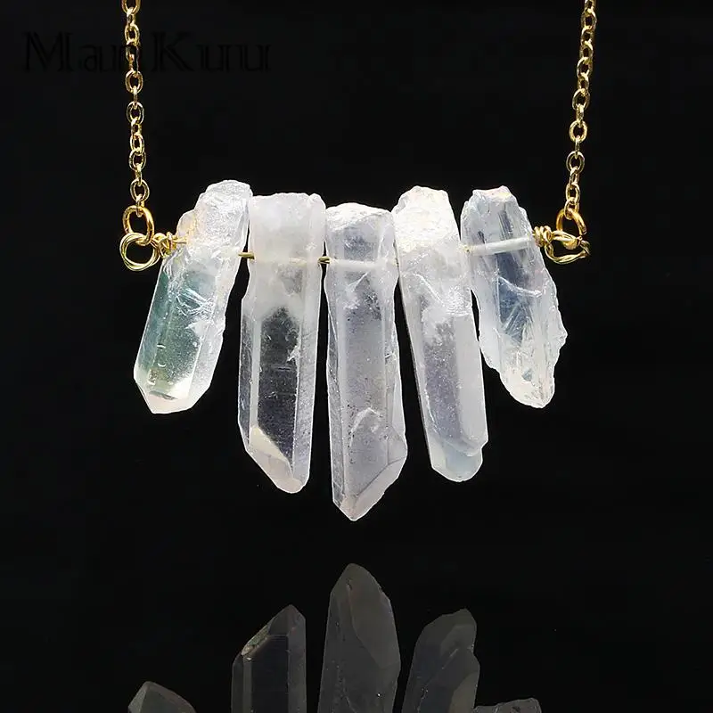 

Wholesale natural stone pillar jewelry fashion teen crystal point pendant necklace jewelry, 11 colors to choose