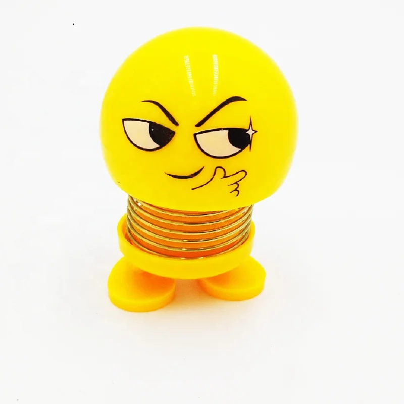 

Spring Shaking Swing Head Doll Accessories Expression Smiley Toys Creative Desktop Car Dashboard Mini Decoration Ornaments