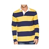 OEM Men's Sewn Stripe Long Sleeve Rugby Sports Polo Shirt 100% Cotton