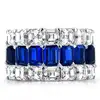 Triple Row Sapphire Emerald Eternity Band Big Stone Women Rings
