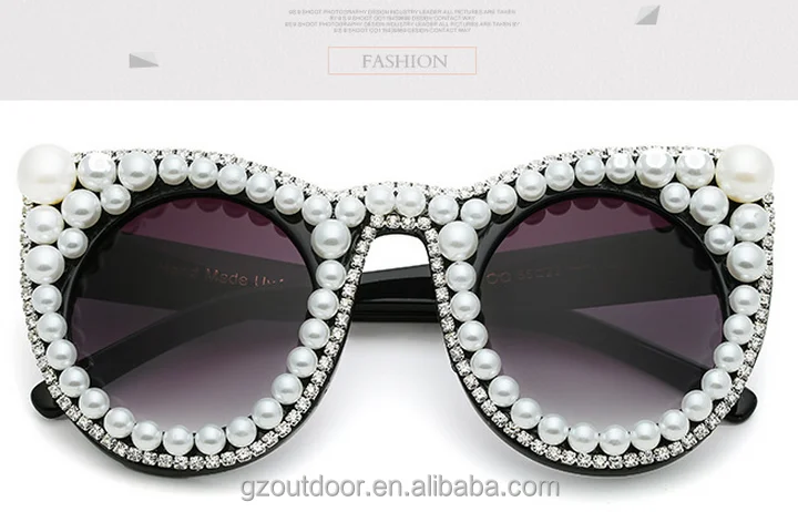 

2017 European and American fashion exquisite pearl diamond sunglasses ,Gafas de sol de diamante A97180, As picture