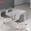Durable 4 seater dining table and chair connected sets for fast food restaurant