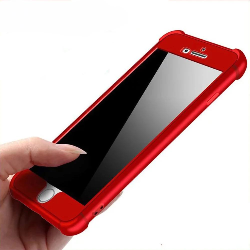 

360 Protective Case For iPhone 6 6S 7 Plus 2in1 Front Back Cover Full Protective Phone Cover, Blue;black;red;rose gold;gold