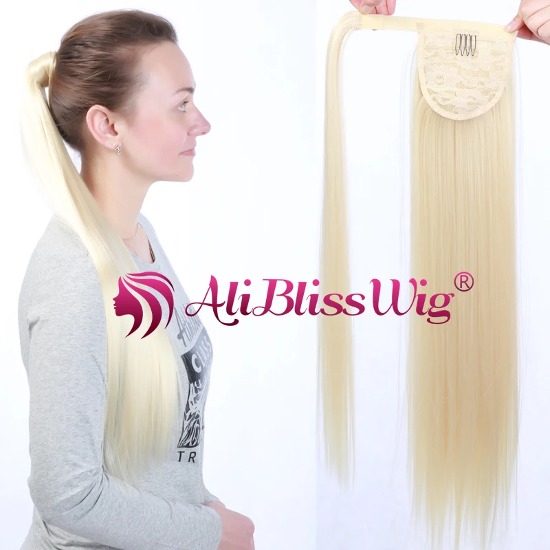 

Best Heat Resistant Synthetic Fiber Hair 613 Blonde Long Straight Clip Wrap Super High Back Summer Ponytail for White Women