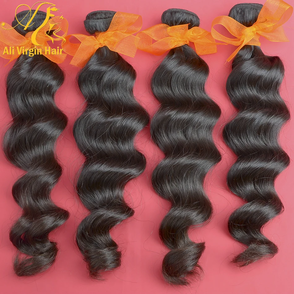 

Indian Loose Wave Hair Weave 4 PCS 10-28inch Wholesale Indian Virgin Human Hair Bundles Fedex Free Shipping, Natural color