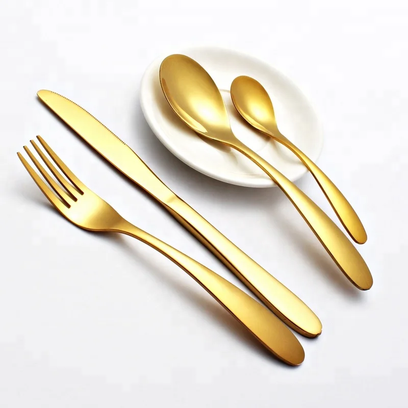 

Wedding Event Restaurant Mirror Polishing Stainless Steel Gold Cutlery, Golden