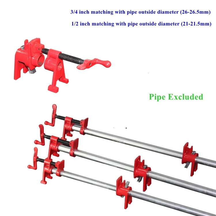 Germanstyle Heavy Duty Quick Release Vertical Rocker Type3/4inch Pipe Clamp Woodworking Sliding