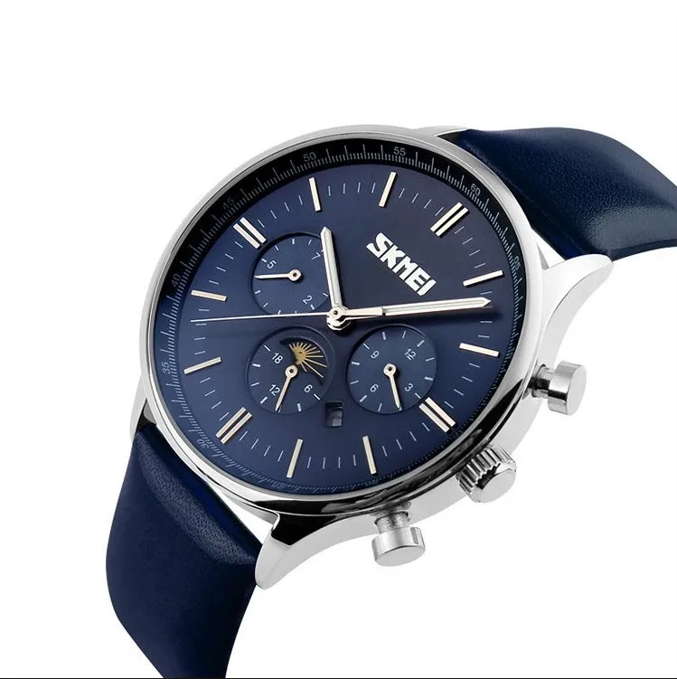 

skmei 9117 hot sale watch men custom brand watches genuine leather de longe quartz wristwatch
