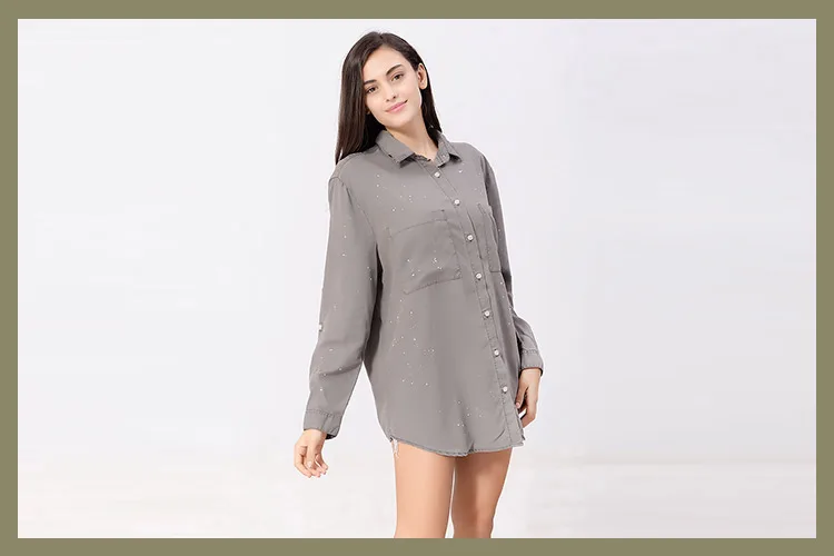 Wholesale top quality professional garment dyed  tencel blouse latest  designs