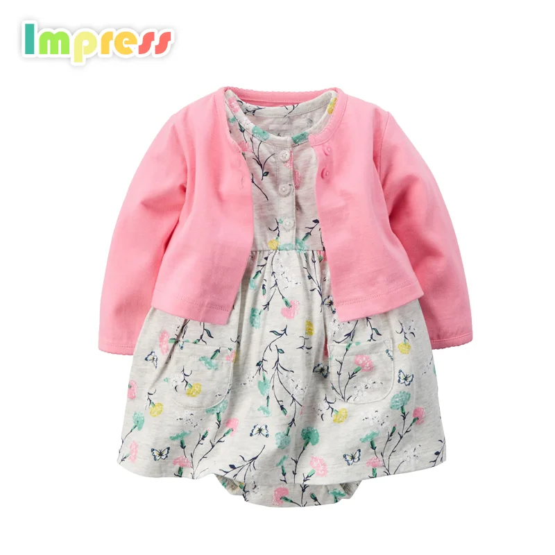 

Wholesale baby bodysuit clothing set cotton cardigan bodysuit dress baby