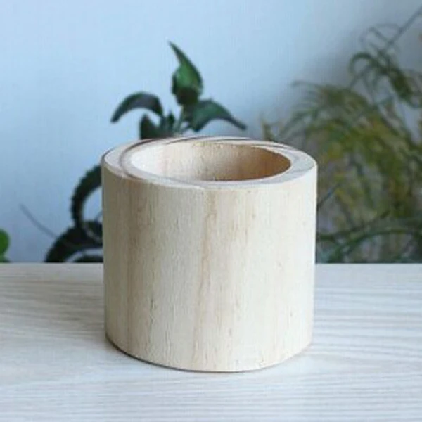 

Round wooden plant pot flower pot for home and garden