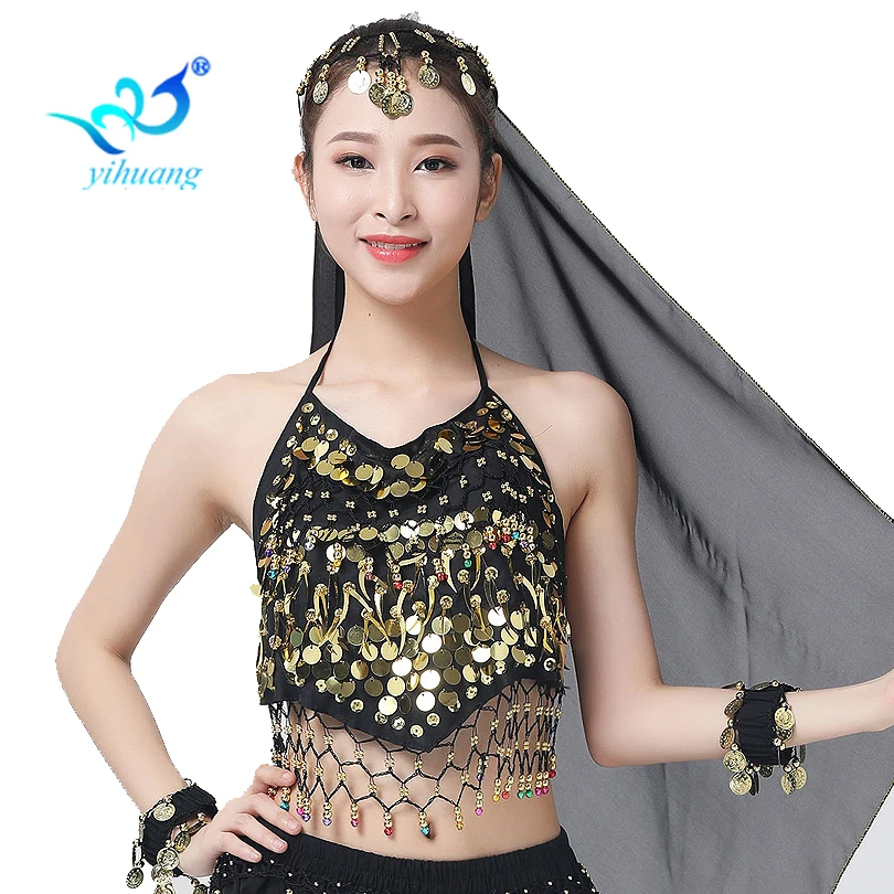 

BellyLady Tribal Coins Belly Dance Halter Bandage Bra Top With Pad For Christmas Belly Dance Belts/wear/Costume/Clothes, N/a