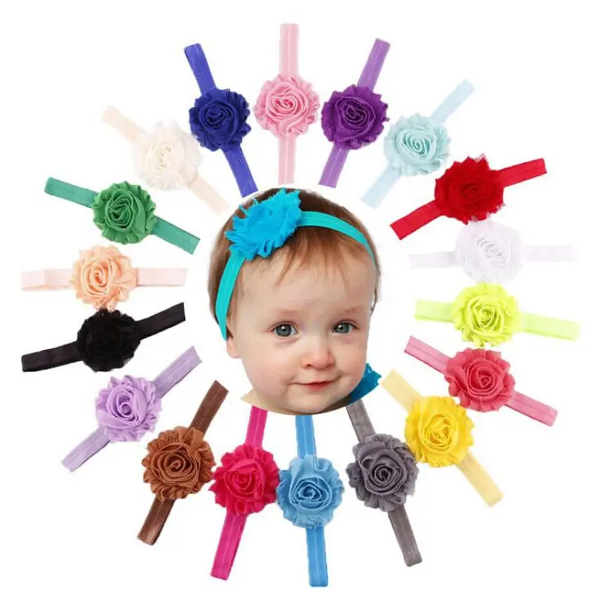 2015new 18PCS Babys Girls Elastic Shabby Flower Headband Photography Headbands