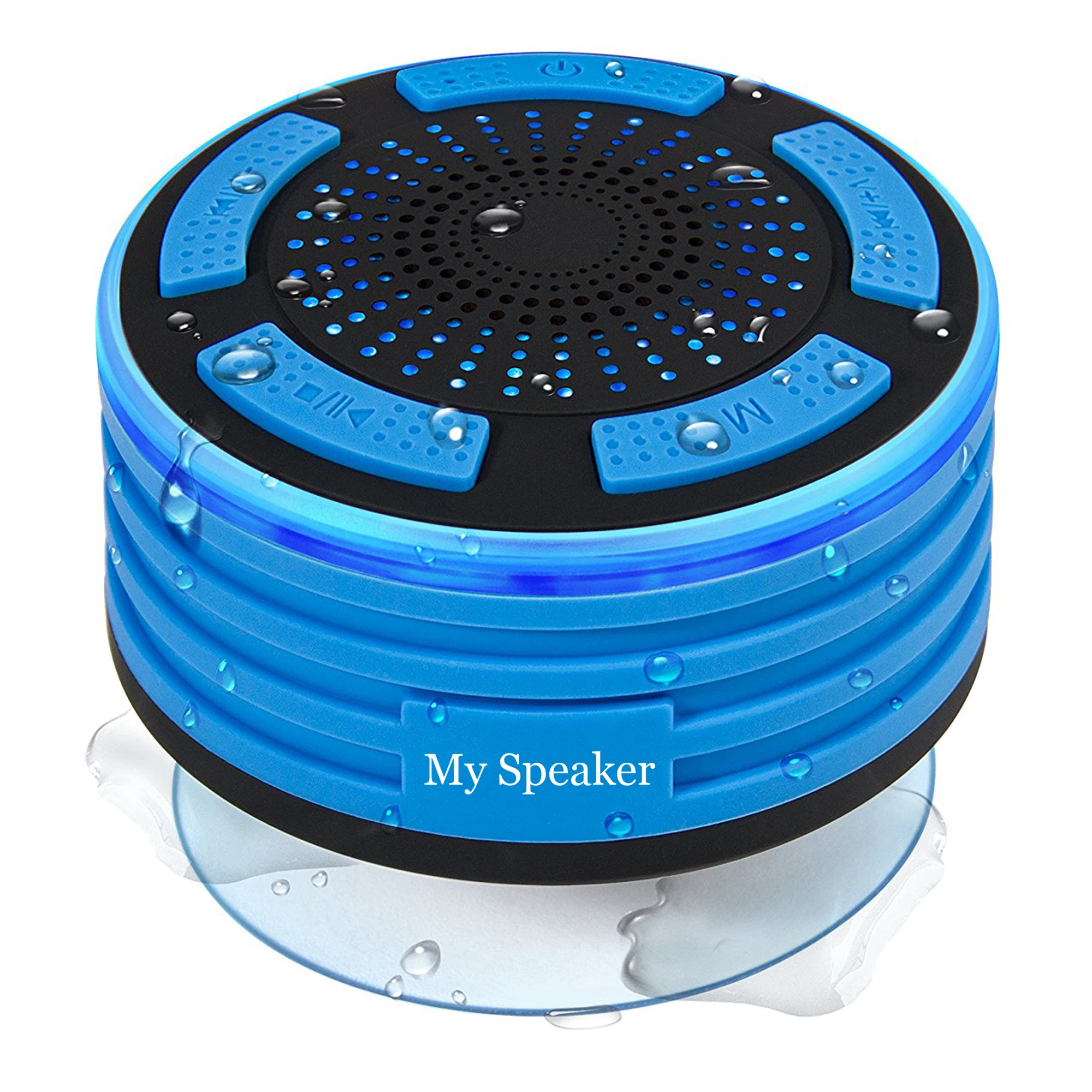 

Hot selling IPX7 waterproof suction cup floating bluetooth speaker with FM radio, Grey;dark blue;light blue;orange