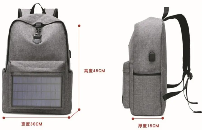 Osgoodway OEM Waterproof Men Travel Solar Panel Business Smart Backpack with USB Charging