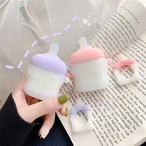 Cute Bottle 3D For Airpods Case Silicone Soft Cover for Apple Airpods Earphone Case With Hanger Strap Gifts