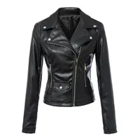 

Women's Faux Leather Moto Biker Short Coat PU Jacket Y10538