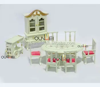 Dollhouse Quality Wooden Miniature Furniture Set Table Chair