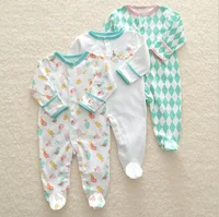

New born baby clothes sets footed pajamas 3pcs sleepsuit cotton 100% white onesie baby cotton high quality baby clothes