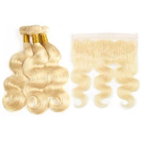 

Wholesale Price Brazilian Human Hair Body Wave 613 Bundles with Ear To Ear 13*4 Lace Frontal Blonde Hair Extensions