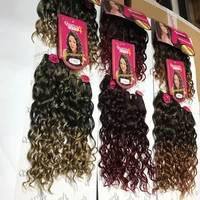 

Adorable mixed and ombre color 4 bundles in a pack natural wavy heat resistant synthetic hair fibre extension weaves
