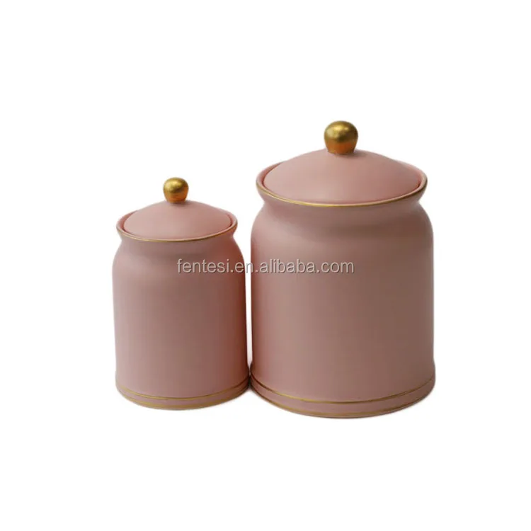 Wholesale Custom Tea Sugar Biscuit Storage Canister Ceramic coffee jars with wooden lids