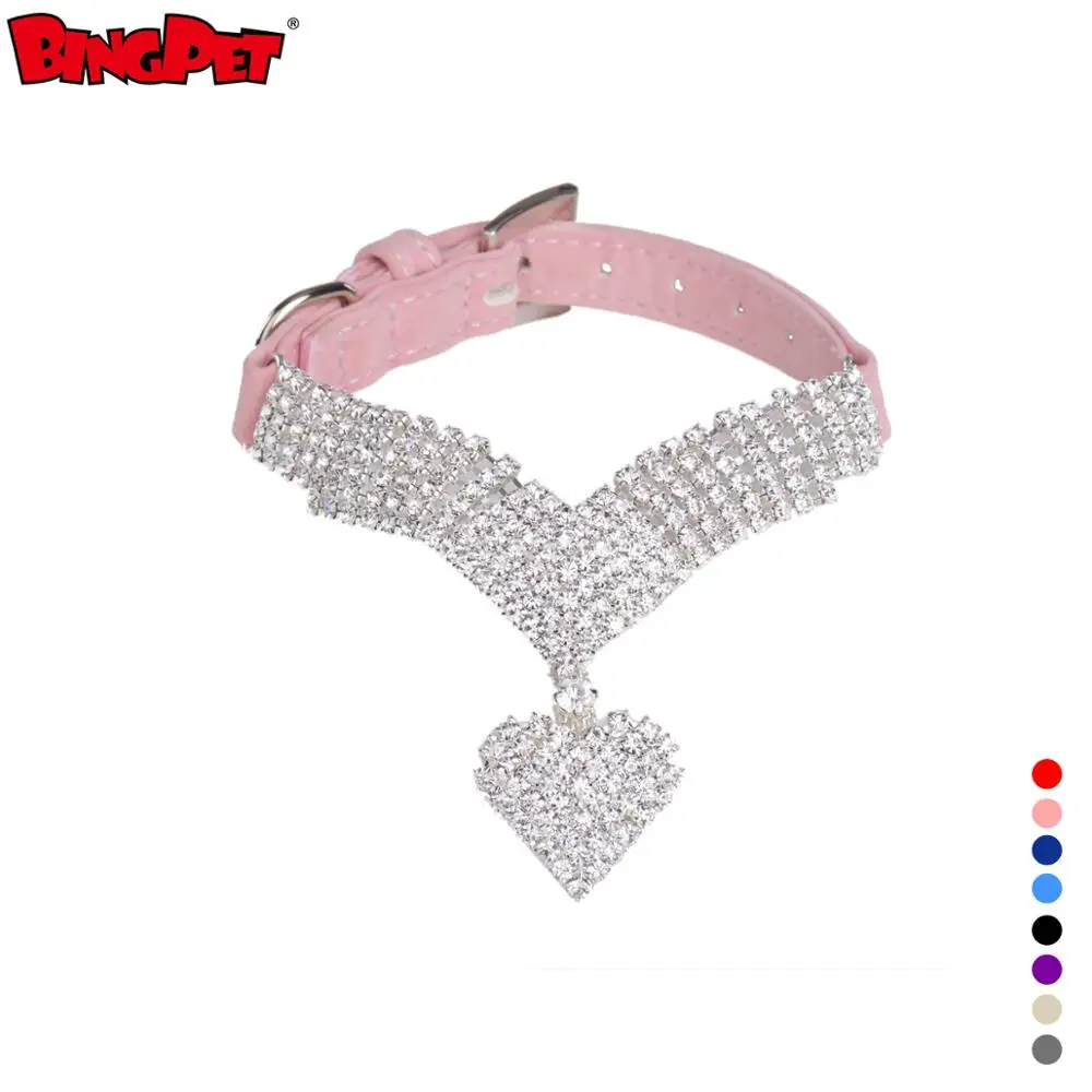 

Bling Heart Fashion PU Leather Luxury Crystal Dog Collar