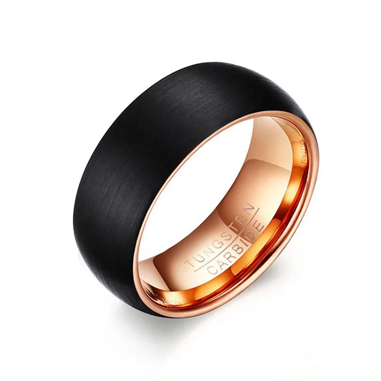 

Wholesale Fashion Accessories Tungsten Jewelry Wedding Band For Men, Black + rose gold