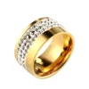 Valentine's day Gift 18k Gold Stainless Steel Pave Crystal Wedding Ring Channel Setting Rings