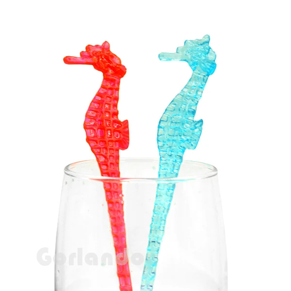 

sea horse disposable cocktail plastic stirrer, Pink