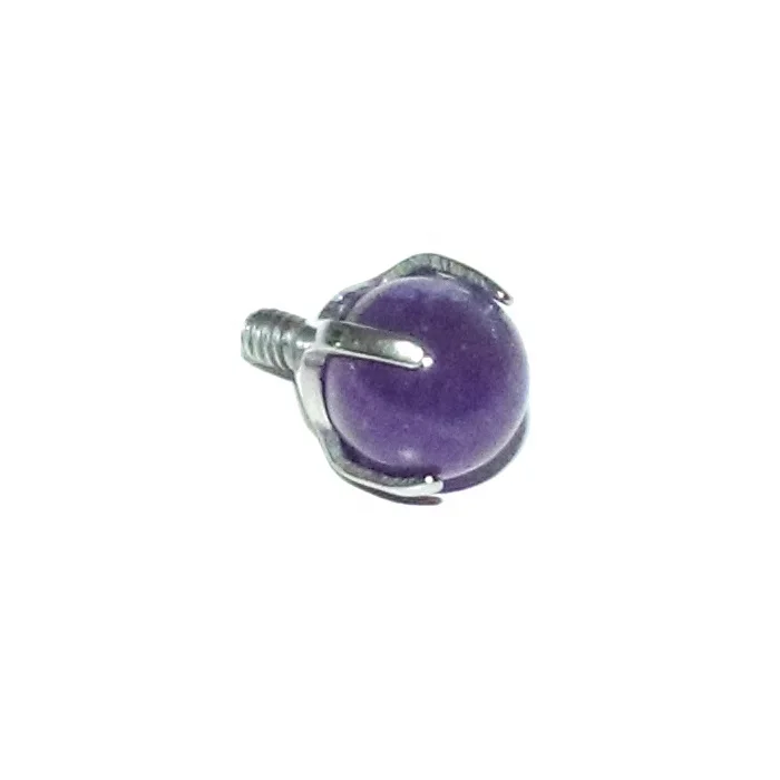 

Titanium Internally Threaded Prong Set Natural Amethyst Stone Ball for Titanium Piercing Jewelry