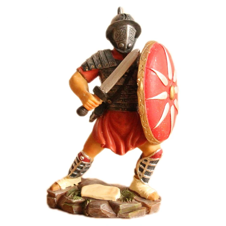 Roman custom size resin warrior statue with shield and spear