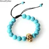 Natural stones bracelet new trending products wholesale fashion jewelry gold plated skull head natural stone beads bracelet