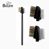 

Belifa wholesales private label high quality metal pins steel needle eyelash lash brow comb with brow lash groomer eyebrow brush