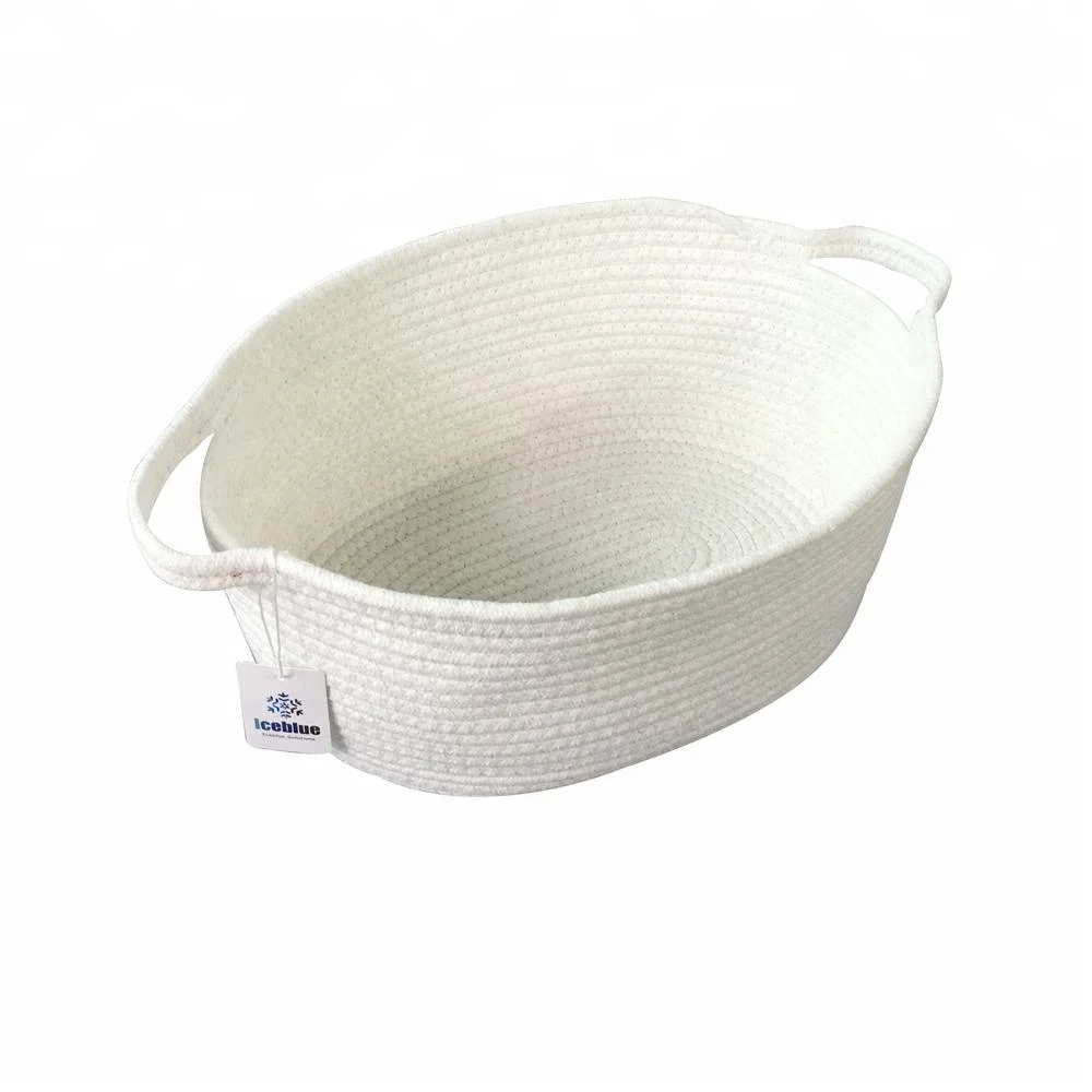 

ICEBLUE HD Soft Durable Kids Toy Storage Cotton Rope Storage Basket, White