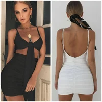 

2019 casual ladies party solid summer dress womens backless casual dress