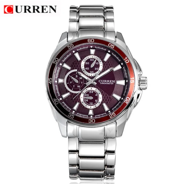 

CURREN 8076 Guangzhou Casual Chronometer Quartz Watch with Round Embedded Dials, 2 colors to choose