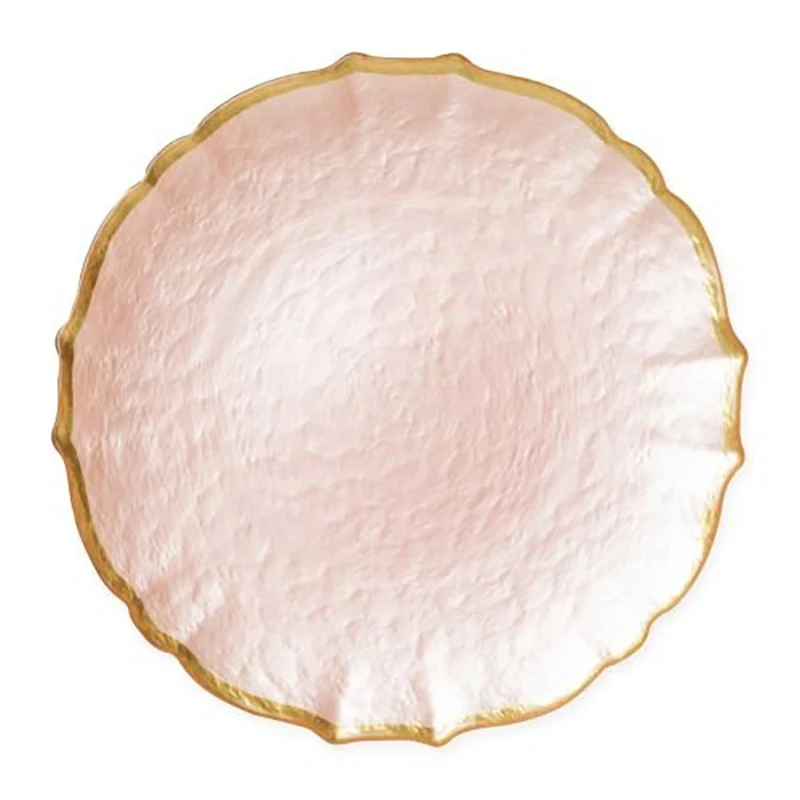 Wedding Used Gold Rim Table Glass Blush Pink Charger Plates