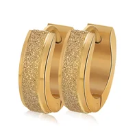 

High quality 316L stainless steel 3 layers gold plated frosting surface hoop earrings