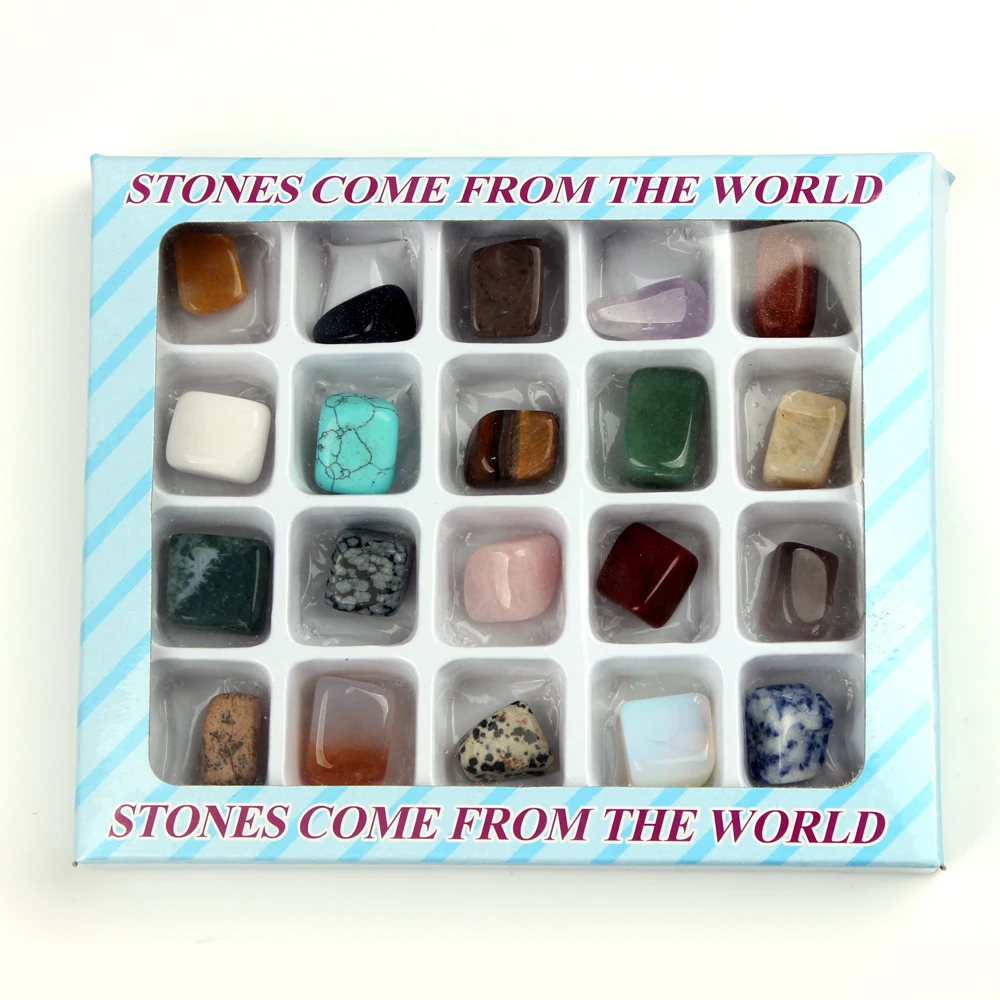 

20pc Display Crystal Gemstone Reiki Polished Healing Chakra Stone Collection Set