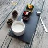 Kitchen use supply high quality 30x15cm rectangle slate plate with cup holder
