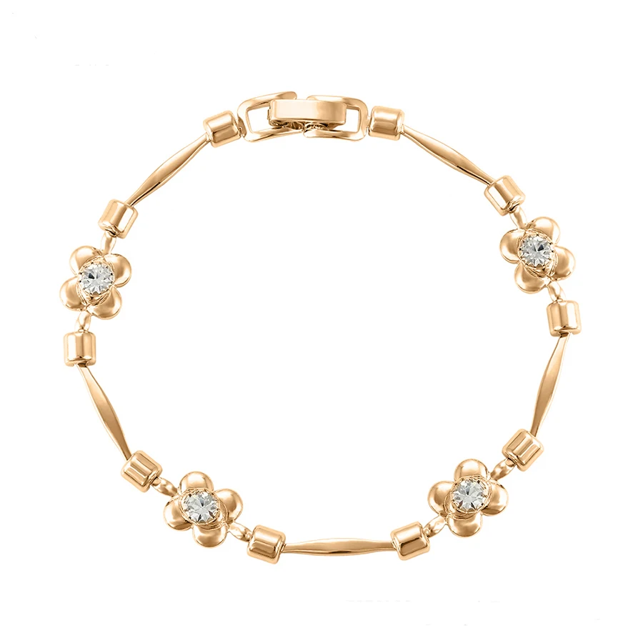 

75319 Fashion style women jewelry simple designs 18k gold flower shaped bracelet, White