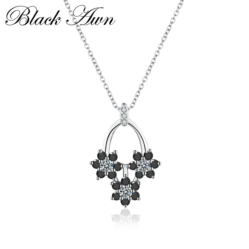 

[BLACK AWN] Fine Jewelry Genuine 925 Sterling Silver Trendy Necklace Women Bijoux P016