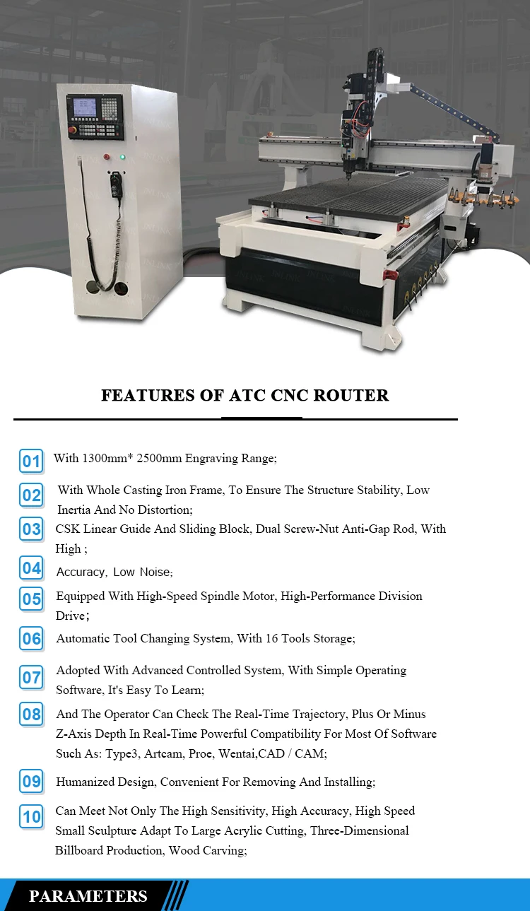 auto tool changer cnc router machine for wood
