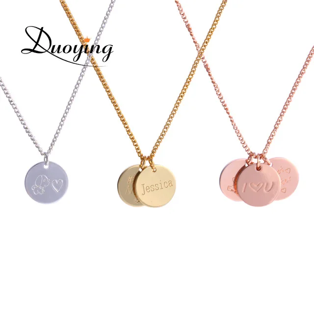 

Custom Personalized Pendants 12*12 mm coin name plate necklace, Silver/gold/ rose gold plated