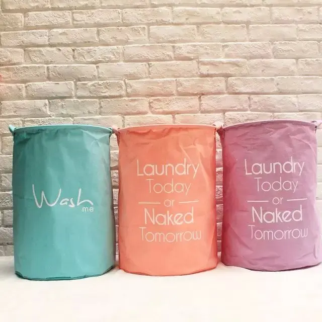 

4535cm large capacity zakka wordart candy color sundry clothing barrel waterproof folding storage laundry basket daily use gift