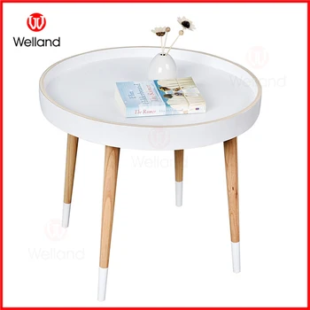 Round Wooden Tray Coffee Table With 4 Legs Round Wooden Tray Coffee Table With 4 Legs
